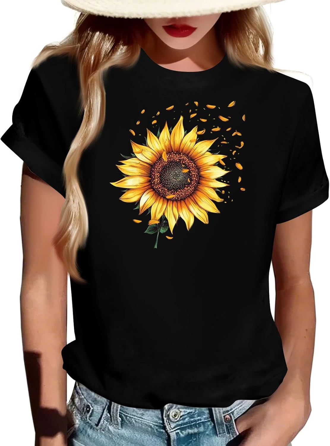 Womens graphic tees casual vintage floral summer boho tops.