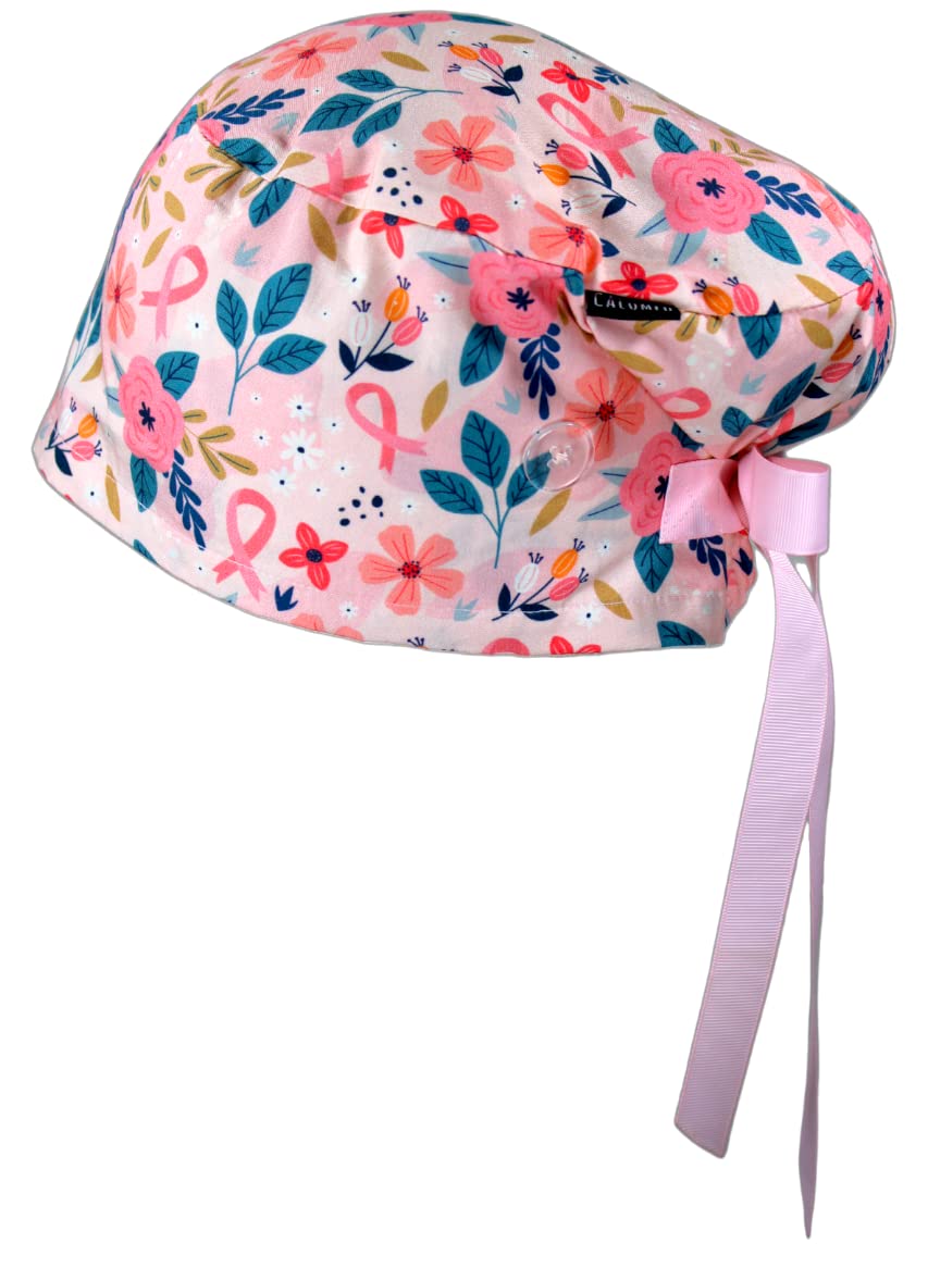 Gorro médico estilo europeo para mujeres y hombres con lazos de cinta y botones, cubierta para la cabeza para cabello largo o corto