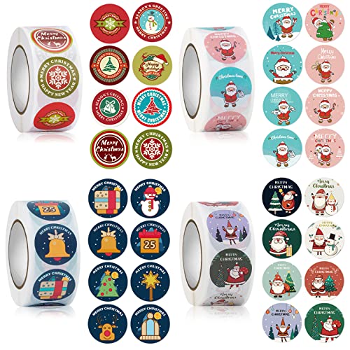 TLOXO 2000 Piezas Etiquetas Adhesivas de Navidad, Pegatinas de Sobre Presenta Pegatinas Decorativas para Decoración de Fiestas, Etiquetas Navideñas Cover