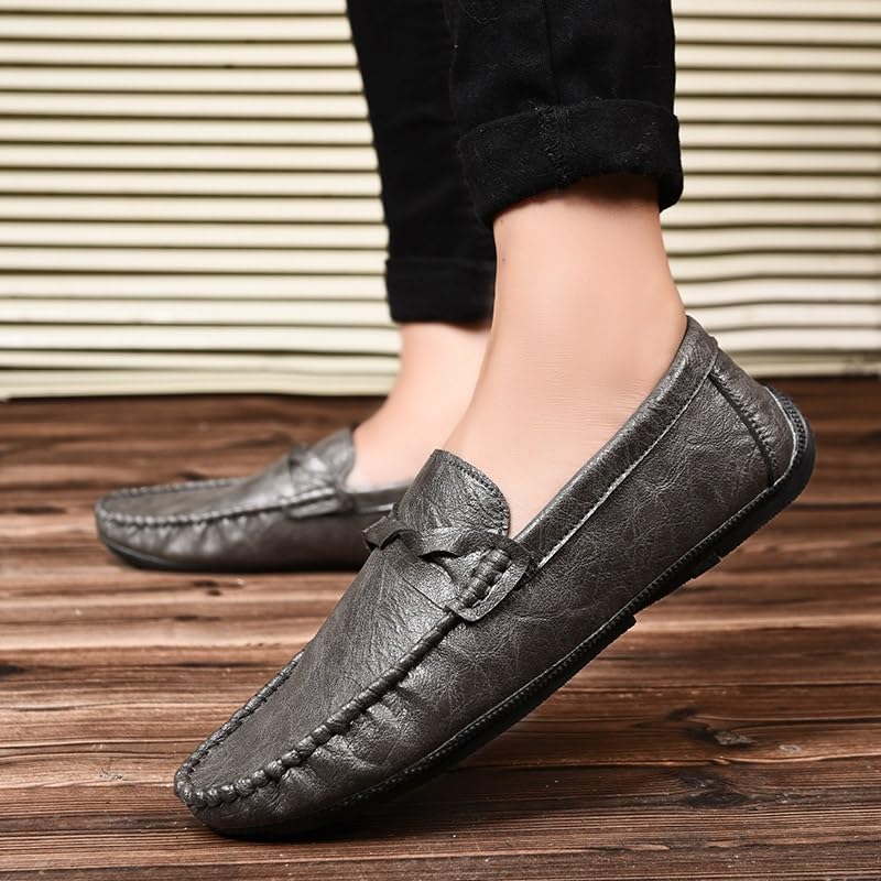 Mens Loafers Round Toe Vegan Leather Loafer Shoes Flexible Comfortable Anti-Slip Classic Walking Slip-on4