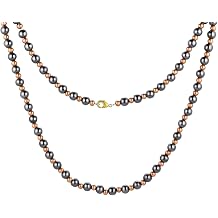 Magnetic Hematite for Men and Women, 8MM and 6MM Magnetic Hematite with 6MM and 4MM Pure Copper, 53CM Handmade Energy