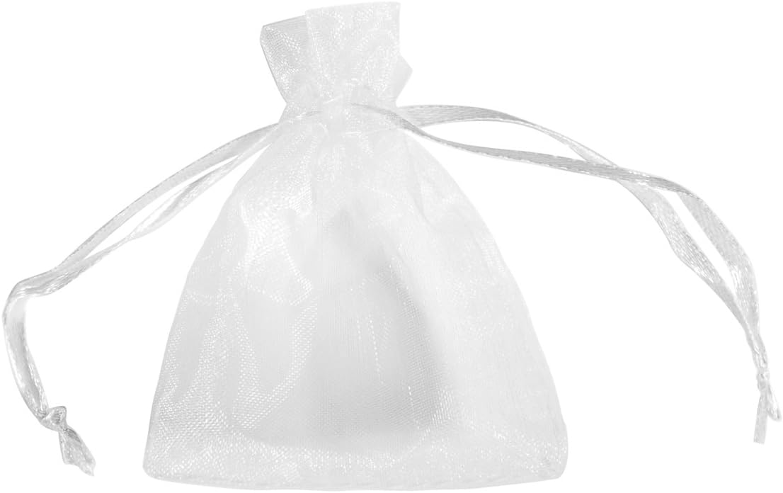 100Pcs White Organza Drawstring Pouches Jewelry Wedding Favor Gift Bags 2.3"X3.0"
