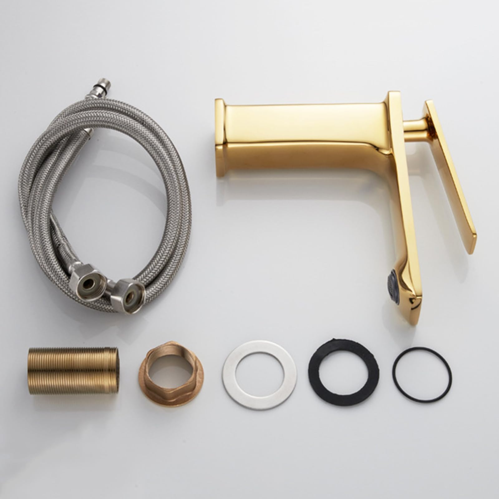Badezimmer Waschtischarmatur Mischbatterie Einhebel Armatur Waschbecken Hoch Wasserhahn Waschbecken Einloch Warm Und Kaltmischbatterie Komplett Aus Kupfer,Gold,hoch