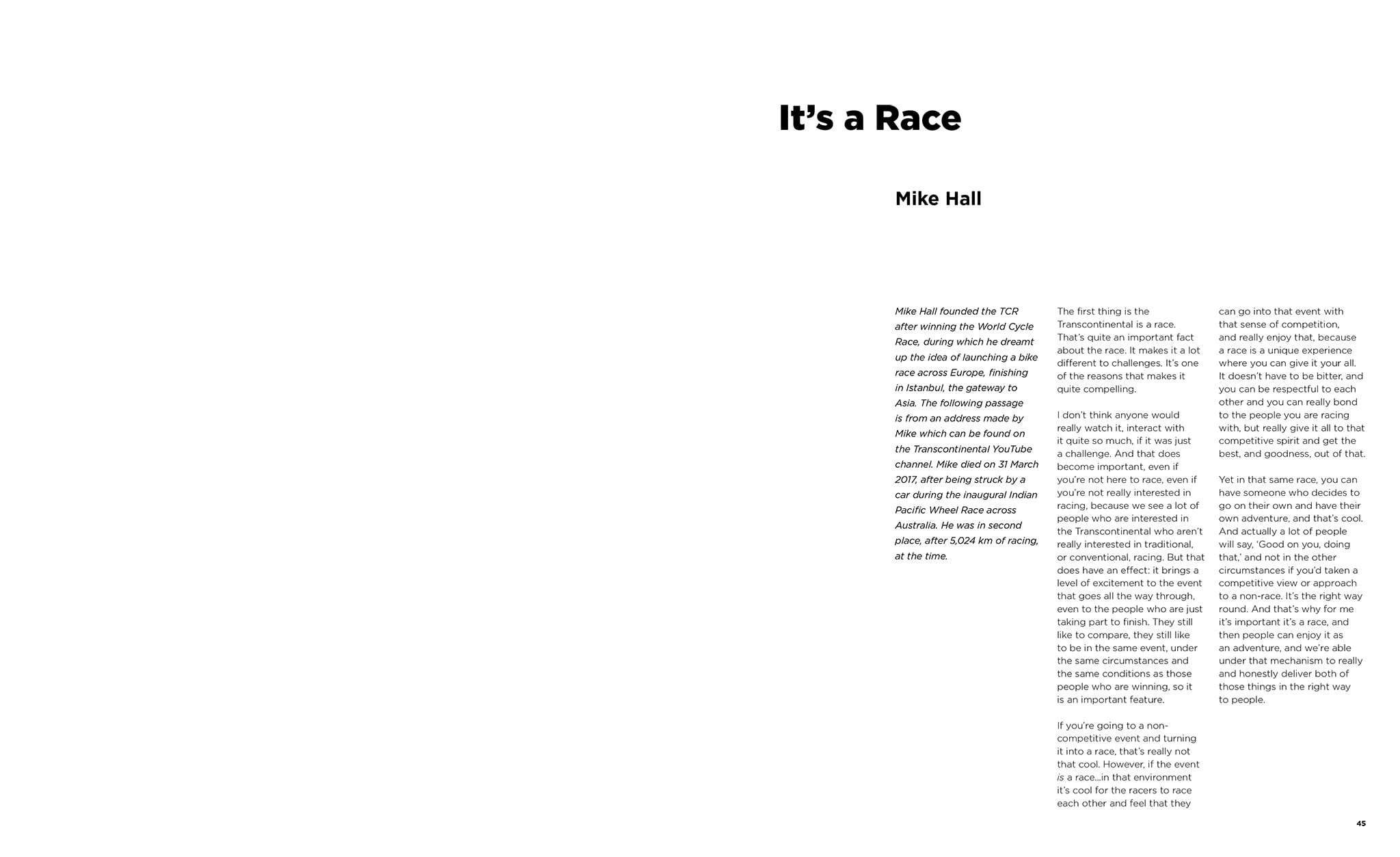 It's a Race: Imagery of the Transcontinental Race