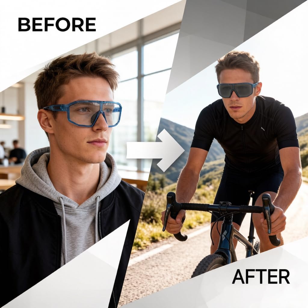 Photochromic Cycling Glasses Men Women Clear Sports Sunglasses Mountain Bike Riding MTB Bicycle Running Golf