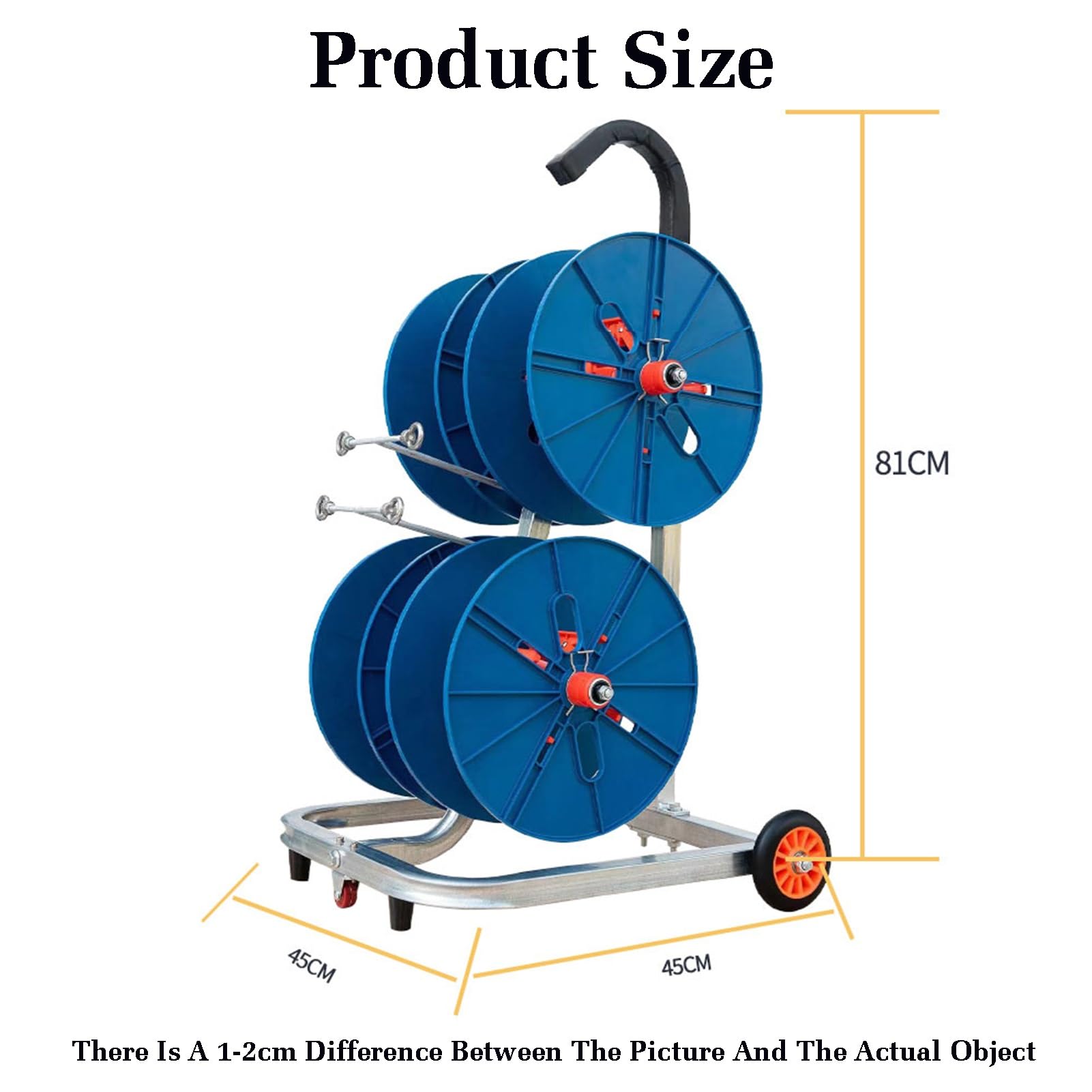 Cold Rolled Steel Cable Distributor Cart With Wheels, Cable Distributor Heavy Duty Conduit Display And Storage For Industrial Workplace Nylon Accessory Holder(4-volumes)