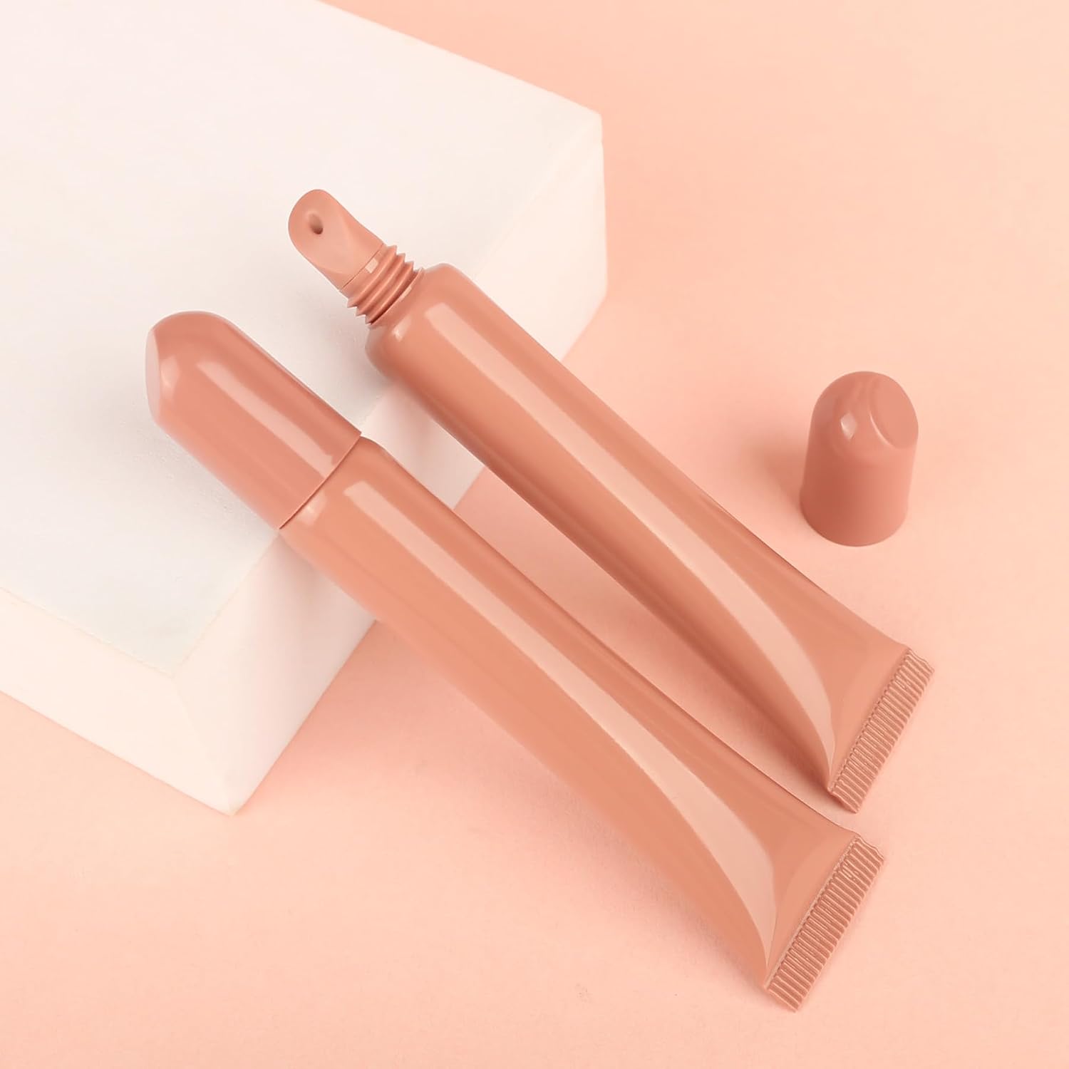COSIDEA 10pcs Empty 10ml 0.33oz Solid olor Squeeze lip gloss tubes soft lipgloss containers for refill lip oil with Slope cover
