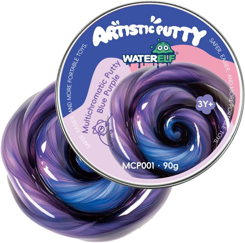 WATERELF Multichromatic Illusion Putty - Non-Toxic Fidget Toy, Stress Relief Sensory Putty for Kids Adults Boys Girls, Non-Sticky Therapy - MCP001 (Blue Purple)