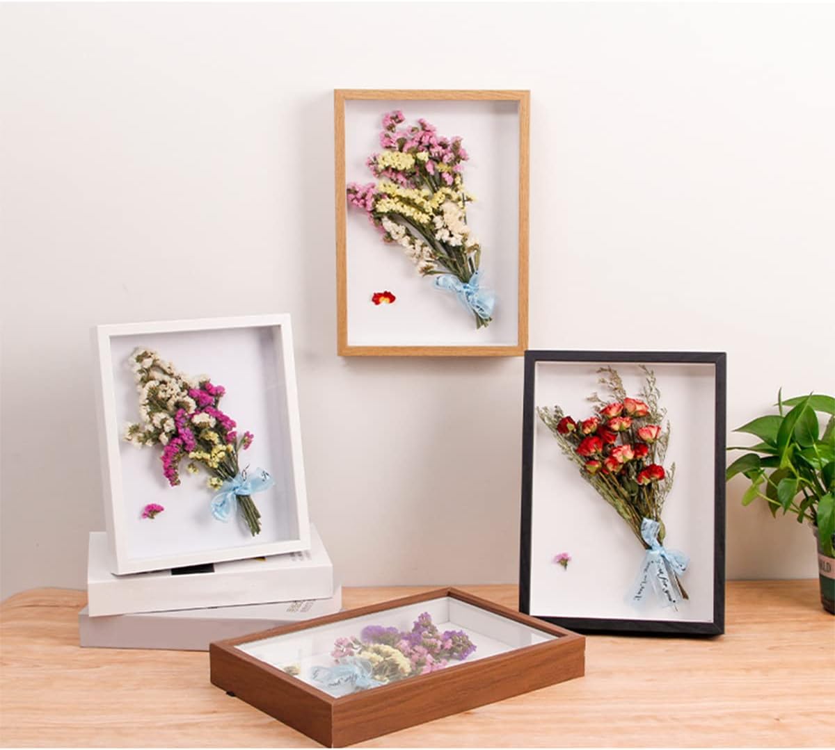 Memorial Shadow Box Wooden Picture Frame Display Case 15.2cm x 20.3cm, Wall Decorative Pressed Flower Frames for Picture Specimens