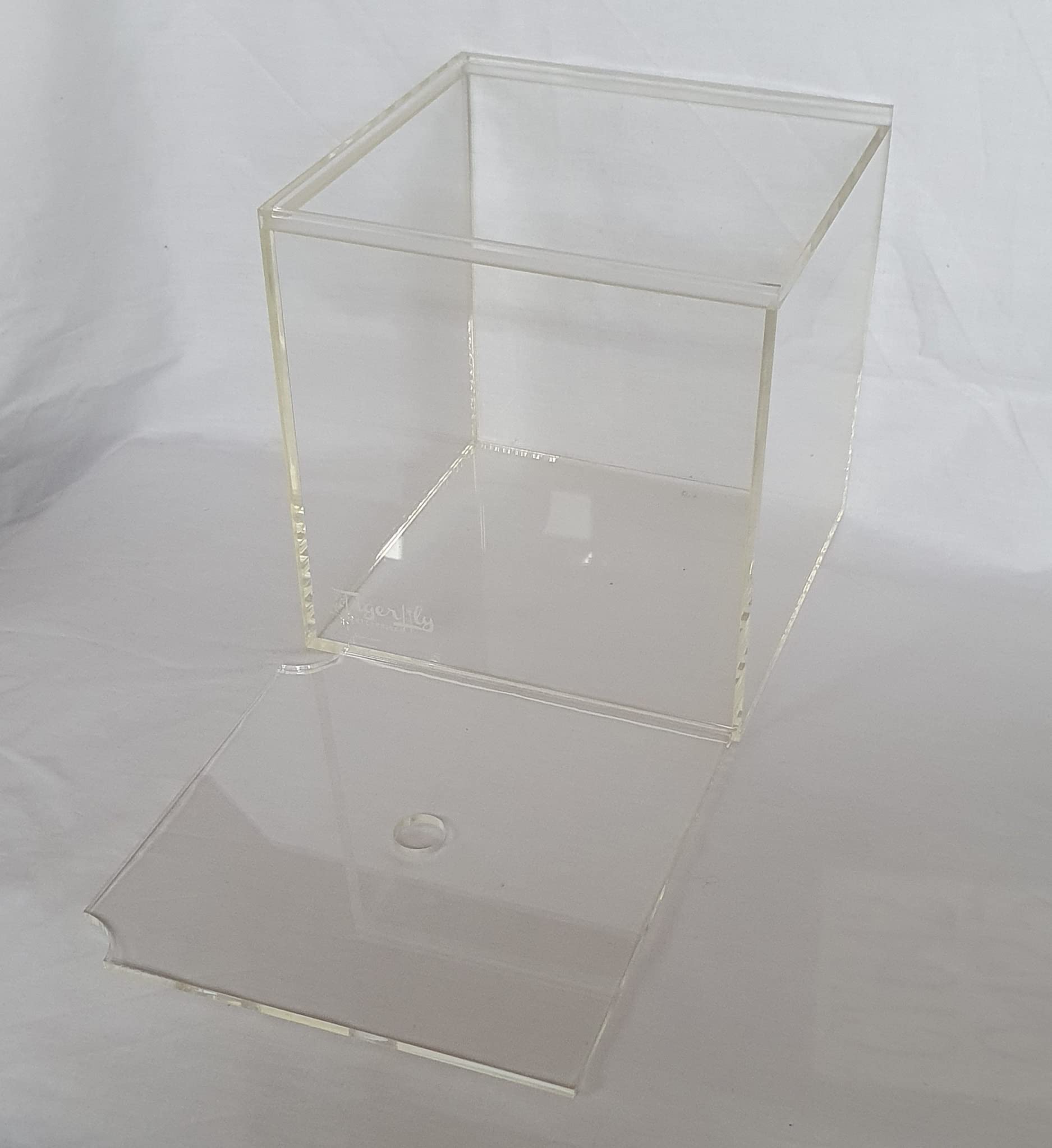 Petit aquarium portable en acrylique avec couvercle coulissant et trou d'alimentation pour terrarium, tortues et insectes 8 l (20 x 20 x 20 cm)