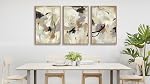 Large Framed Wall Art for Living Room Natural Wood Gold Float Framed Art Set of 3 Abstract Canvas Pictures Minimalist Artwork Canvas Prints for Bedroom Home Office Wall Decor 40X60CMX3pcs