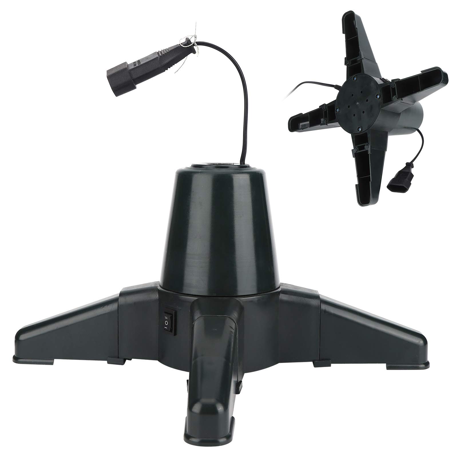 Support d'arbre de Noël Rotatif à 360 Degrés avec Prise en électrique pour la Maison, Rotation Lumineuse, 3 Réglages, Rotation à 360 Degrés, (Bol en Plastique)