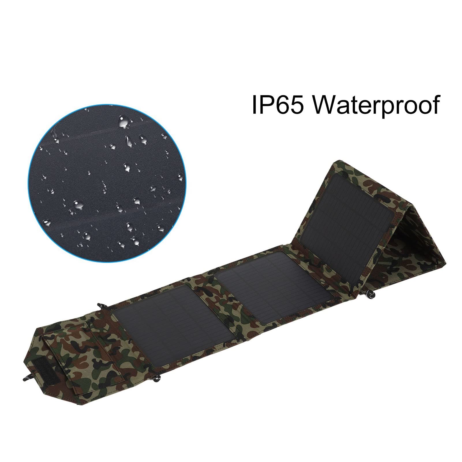 Kit de Cargador de Panel Solar Plegable Portátil de 50 W Silicio Monocristalino 2 Puertos USB Salida de 12 V Panel Solar Plegable para Acampar Senderismo Viajes Coche Uso de Motocicleta