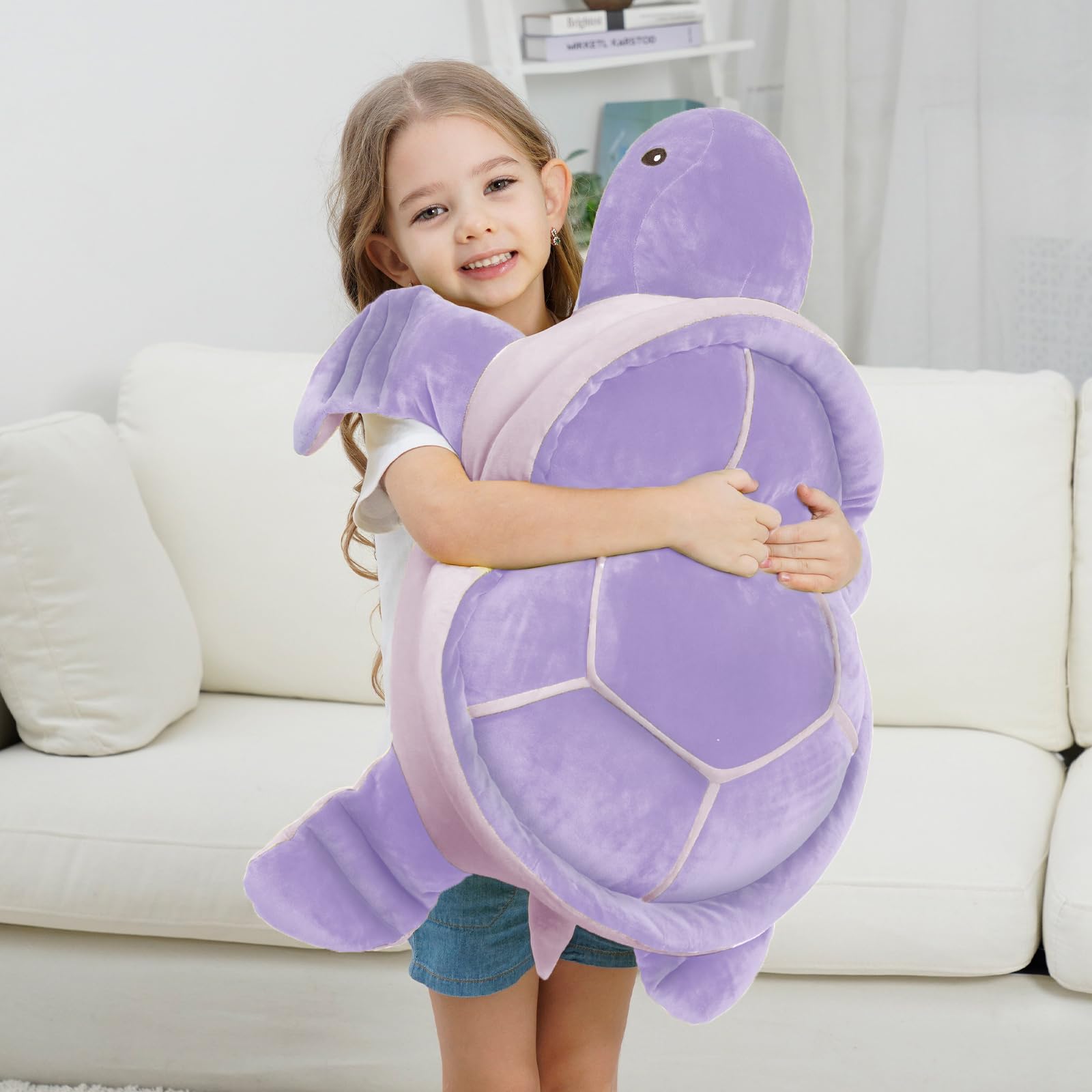 Dalmao - Giocattoli di peluche di animali in pastella di tartaruga marina grande da 28 pollici, grande cuscino corpo in peluche gigante tartaruga oceanica, regalo per bambini, ragazza, fidanzata