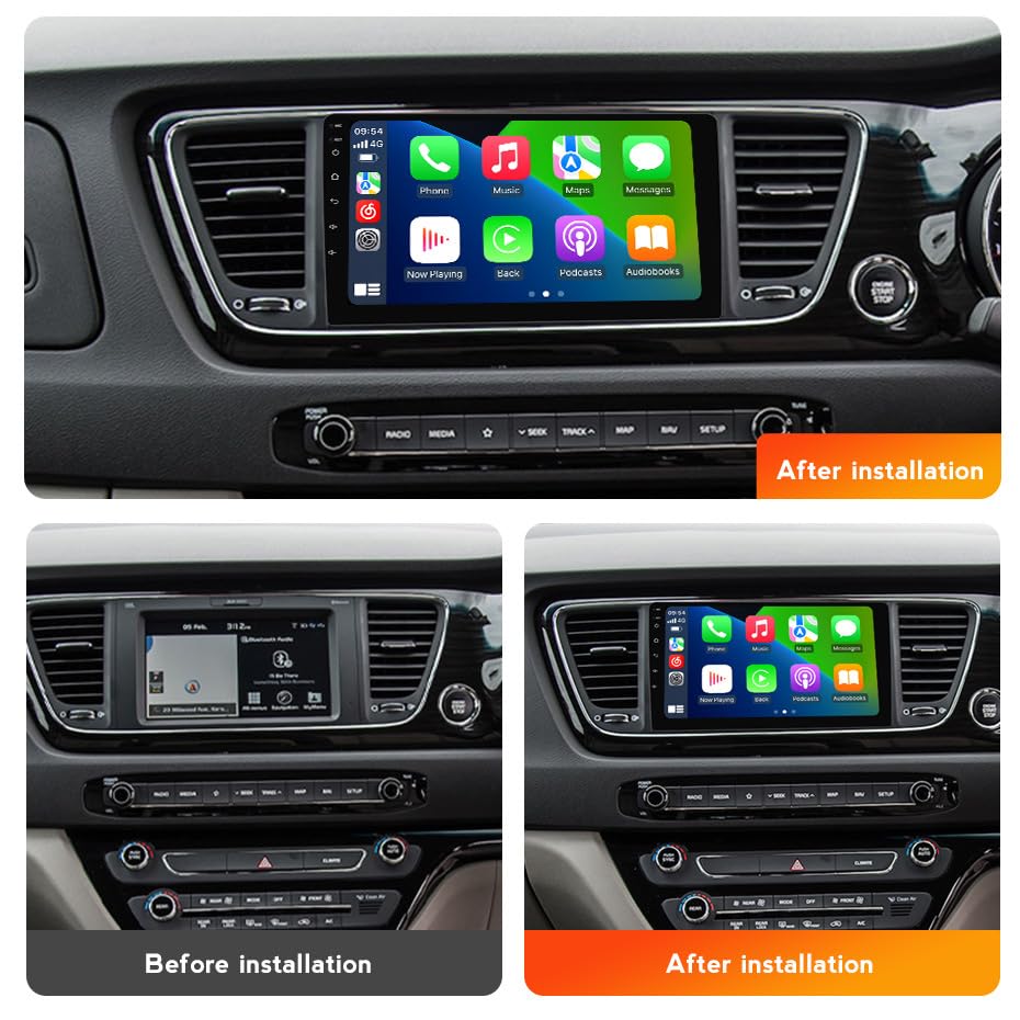 Remplacer autoradio Kia Carnival par écran Android 14 avec GPS et Carplay sans fil - 2