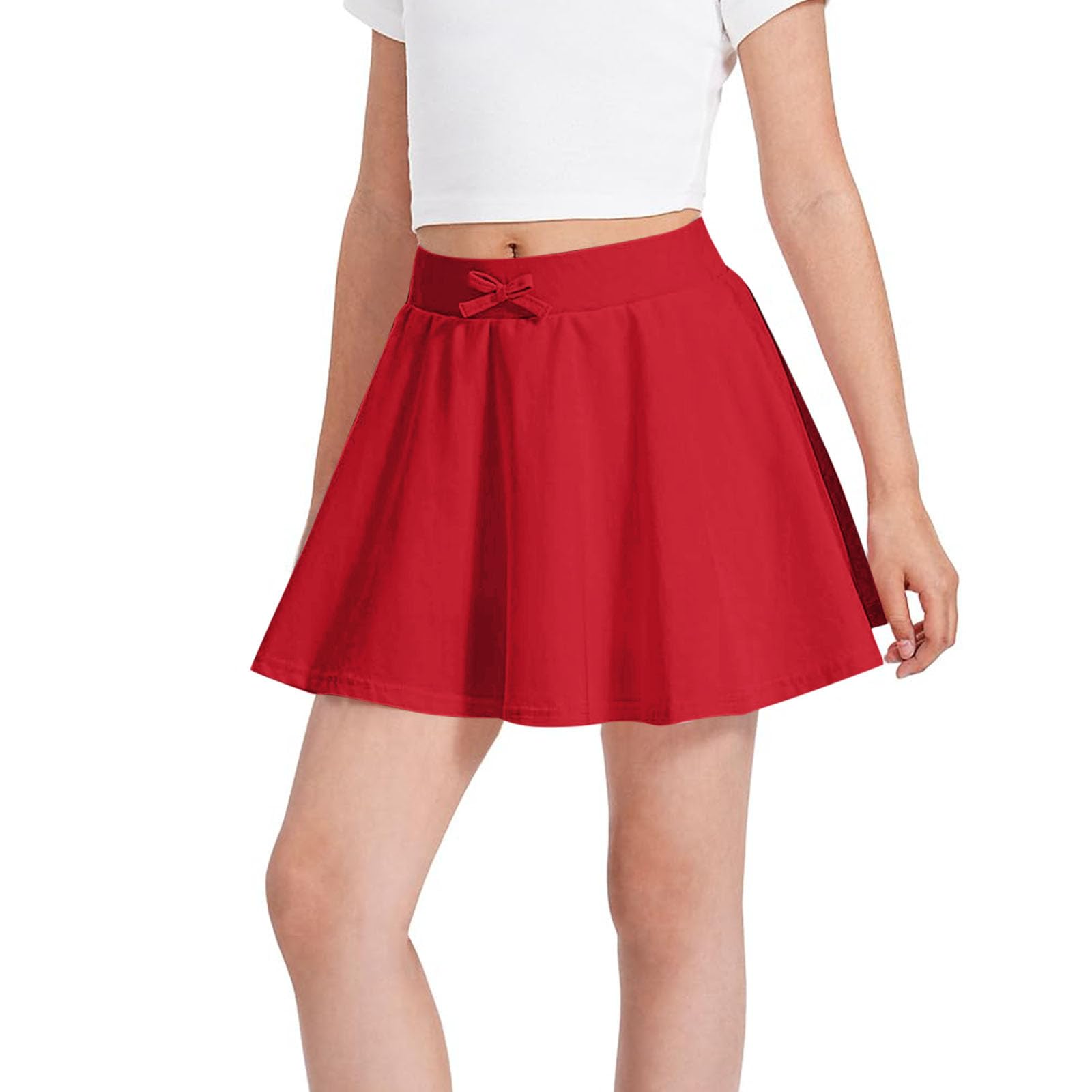 Falda para Niñas Casual Faldas Corta Plisada Skater Cintura Alta Elástica Color Sólido Minifalda de Tenis Golf Skorts Faldas Deportiva Patinador Danza Tenis Disfraz para Niños 3-13 Años