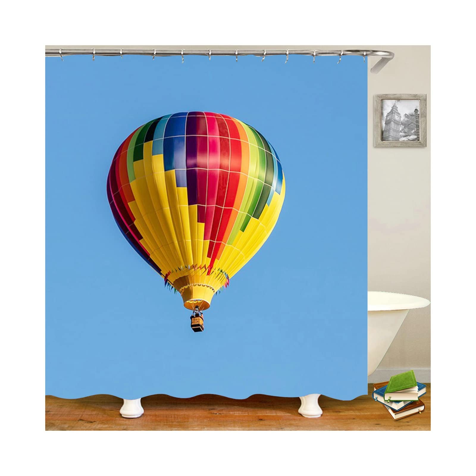 Rideau de douche anti éclaboussures KnSam montgolfière en polyester étanche 165x180cm
