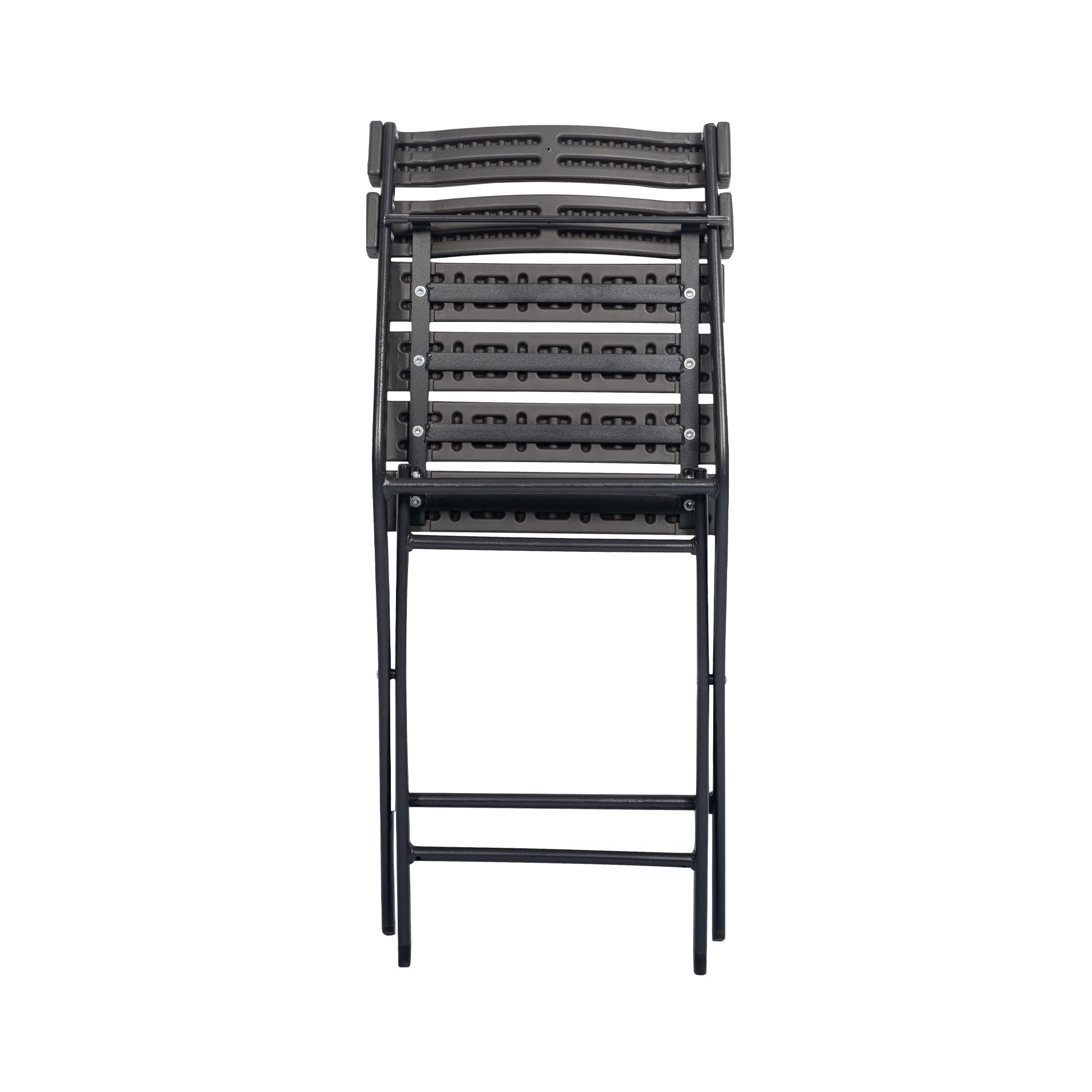 Rebecca Mobili Set 2 Sedie Pieghevoli, Sedie Da Esterno Richiudibili, Plastica Acciaio, Grigio Nero, Giardino Balcone Bar - Misure HxLxP: 78 x 37 x 45 cm - Art. RE6705