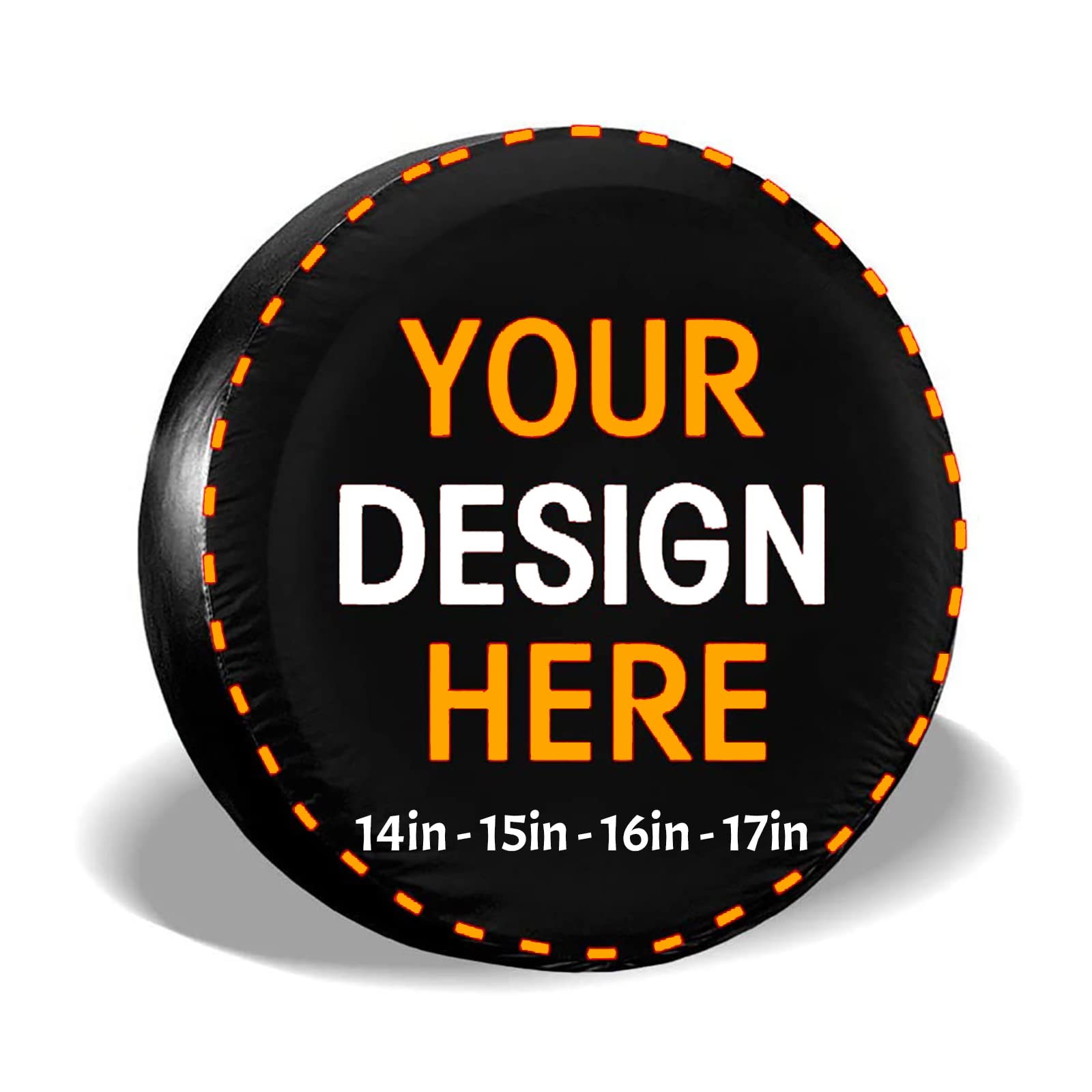 Custom Spare Tire Cover Add Your Own Text Logo Image Personalized Waterproof Universal Wheel Tire Protector Customized Wheel Cover Fits Tire for Many Vehicles (14 inch)