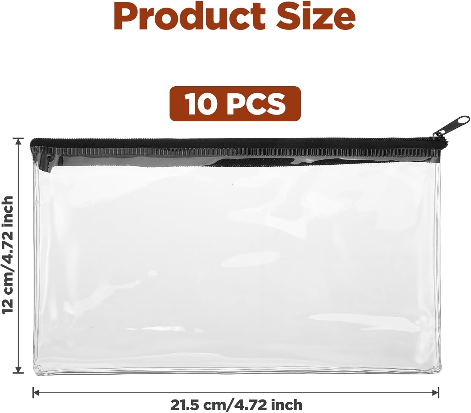 10 Pack Clear Cash Register Clear Plastic Cash Envelopes Money Pouch Bank Deposit Bag Check Wallet Receipt Coupon Stickers Stamps Envelope Case Index Card Holder Organizer Zipper Closure 4.7x 8.4 Inch - Image 2