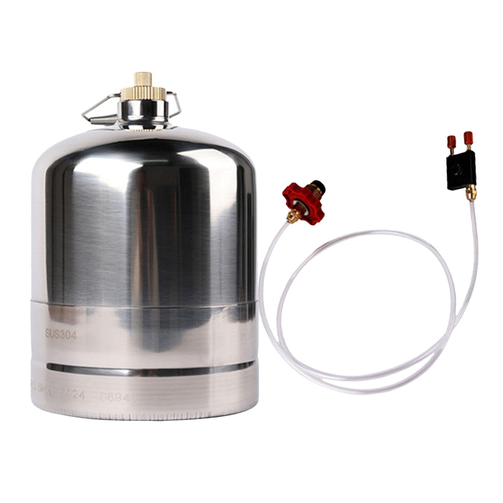 Tdoutop Inflatable Stainless Steel Gas Bottle, Empty And Refillable, for Hiking And Kitchens with Gas Burner, 5L