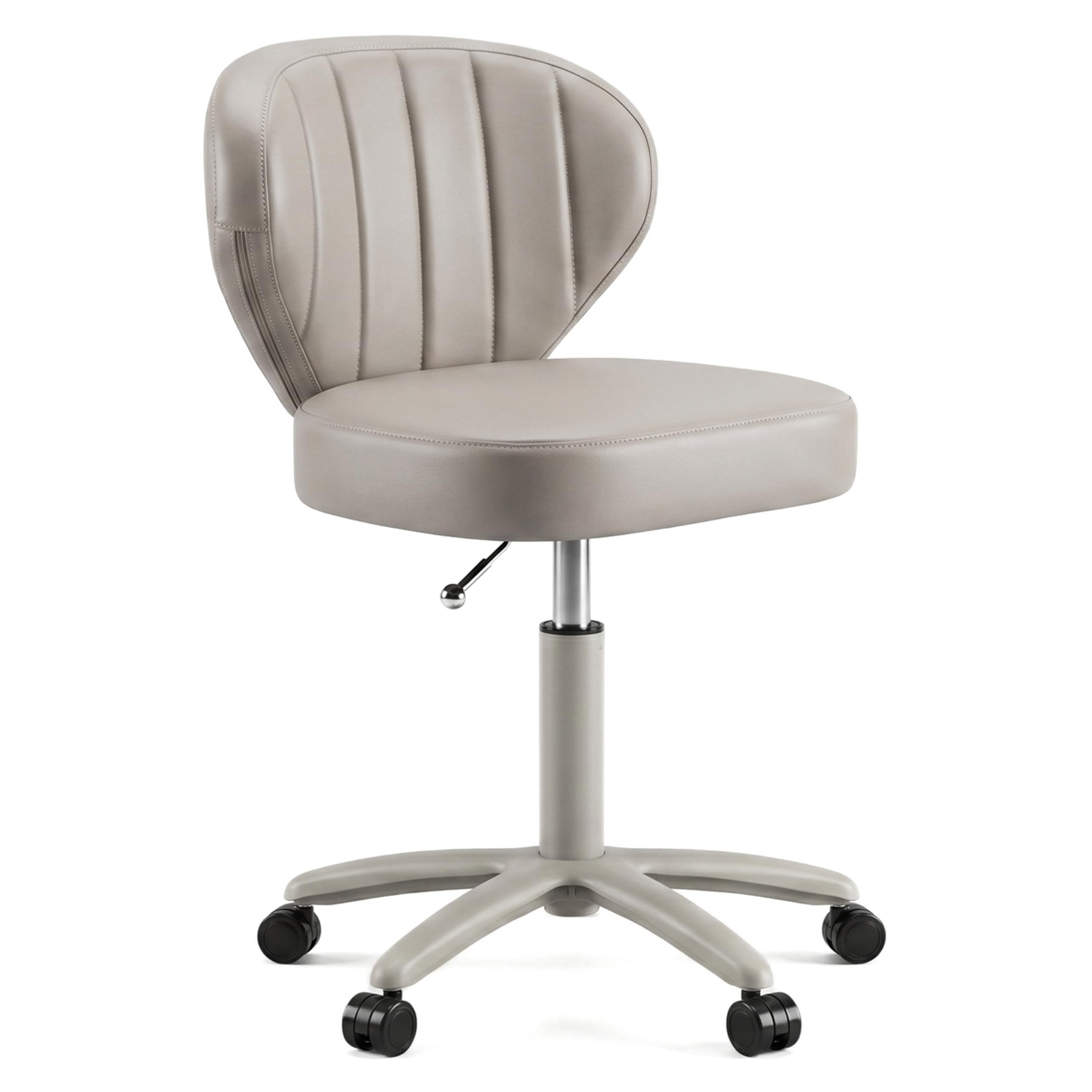 Elitzia Rollhocker ET51850 mit Rückenlehne, höhenverstellbar, PU-Leder, Kommode, Friseurladen, Hebekissen, Hocker mit Rollen, Salon, Tattoo, Büro, Massagesessel, Hocker ET51850 (grau)