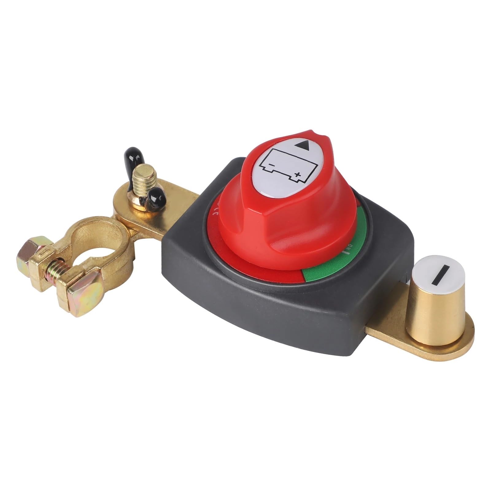 1 Uds 12V 275A interruptor aislador de desconexión de batería de 2 posiciones de encendido y apagado ajustable de alta resistencia terminales de latón for coche camión RV barco(Negative pole switch)