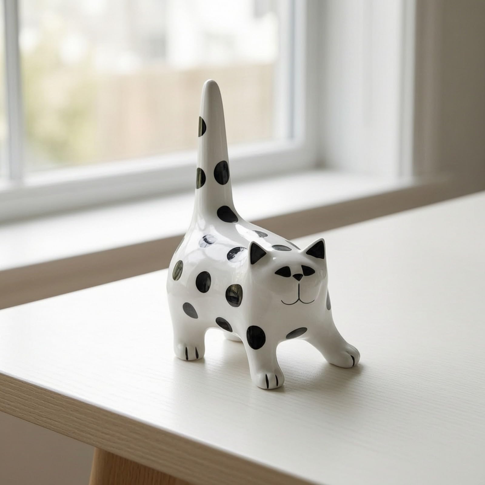 Soprammobile a Forma di Gatto | Finitura Opaca Liscia, Statuetta a Forma di Gatto, Minimalista, Statua, per Tavolo, Libreria, dei, L