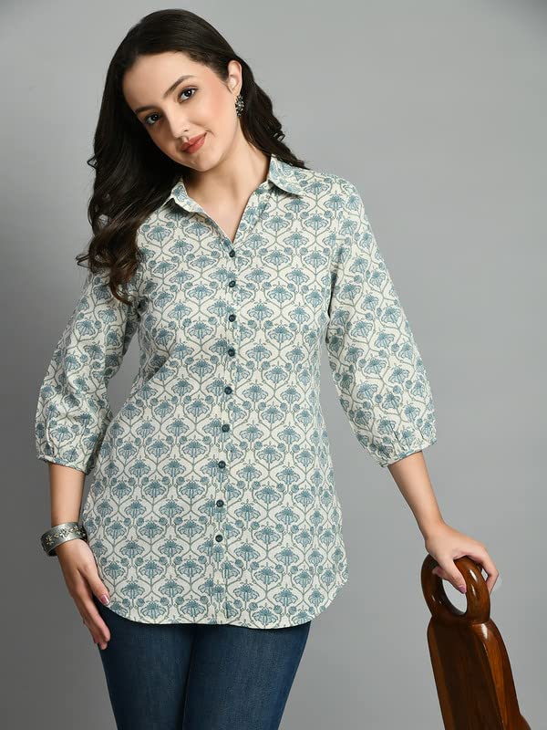 Image of Meesan Women's Casual Ethnic 3 /4 Sleeve Printed Tunic