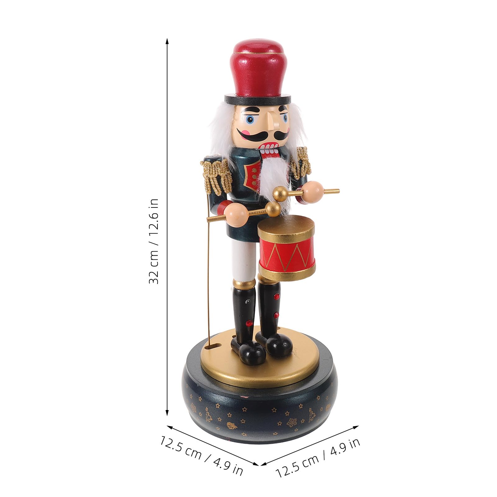 OSALADI Drewniana figurka dziadka do orzechów, retro pozytywka, dekoracja