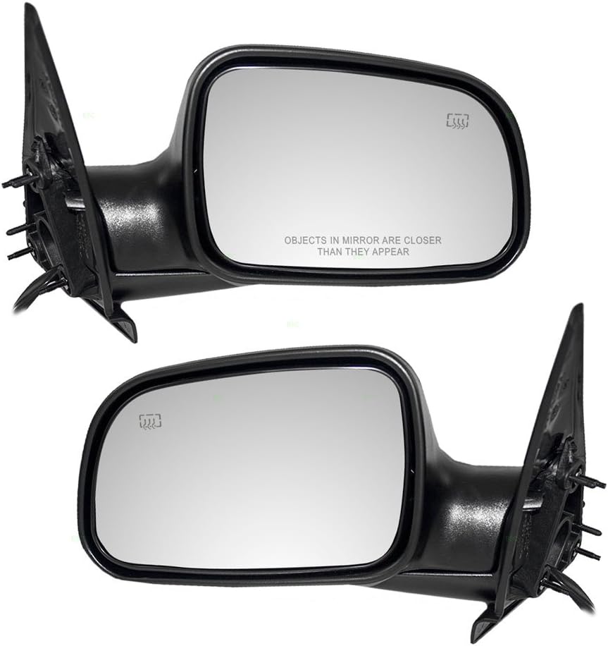 Driver and Passenger Power Side View Mirrors Heated with 8" Pigtail Textured Replacement for Jeep SUV 55155233AE 55155232AE