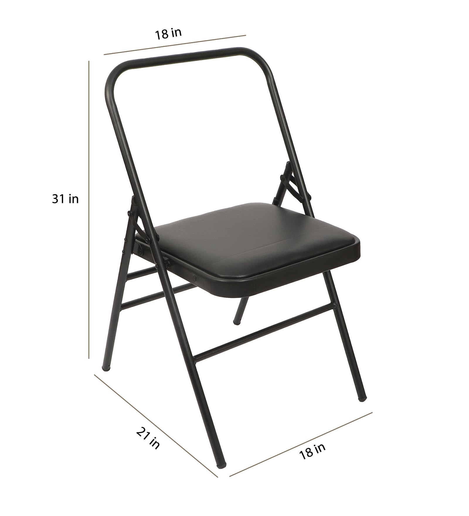 Grandwill Yoga Chair with Cushion Seat Carbon Steel Backless Folding Chair for Iyengar Yoga, Fitness & Meditation (Black) 1