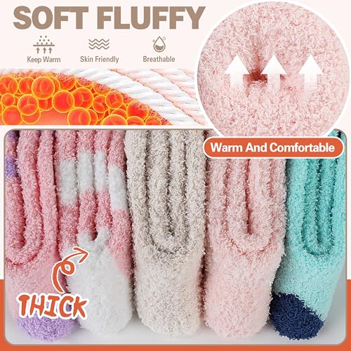 Image of Fuzzy Socks Fluffy Thick Warm Winter Soft Cozy Plush Sleep Home Fleece Cabin Soft House Socks for Women Men
