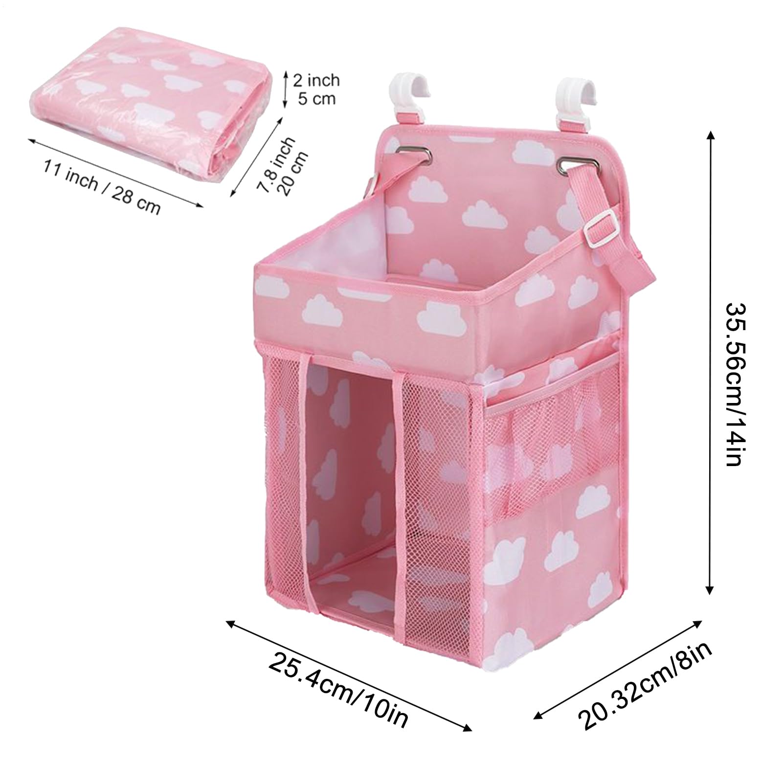 Generisch Windelhalter Mit Aufhänger - Verstellbarer Organizer | Mehrfachtaschen Aufbewahrungshalter Für Windeln Babybett Wickeltisch Laufstall Wandmontage Wasserfest, 35x25cm, 1 Stück