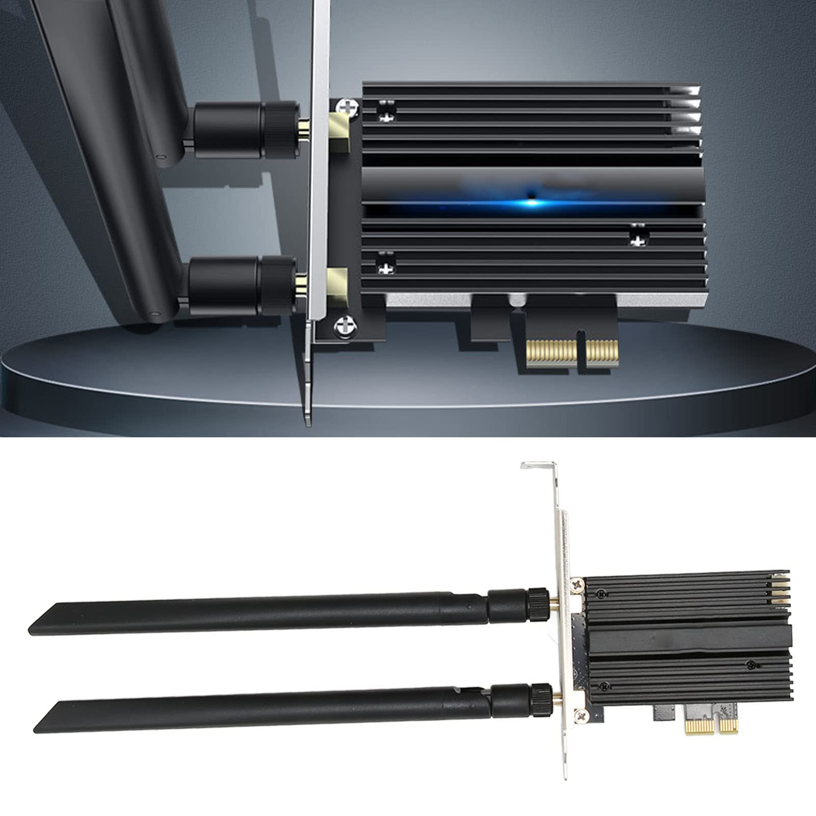 Karta WiFi PCIe do komputera stacjonarnego, potrójna karta sieciowa 6 GHz, 5 GHz, 2,4 GHz, do gier biurowych, kompatybilna z 802.11