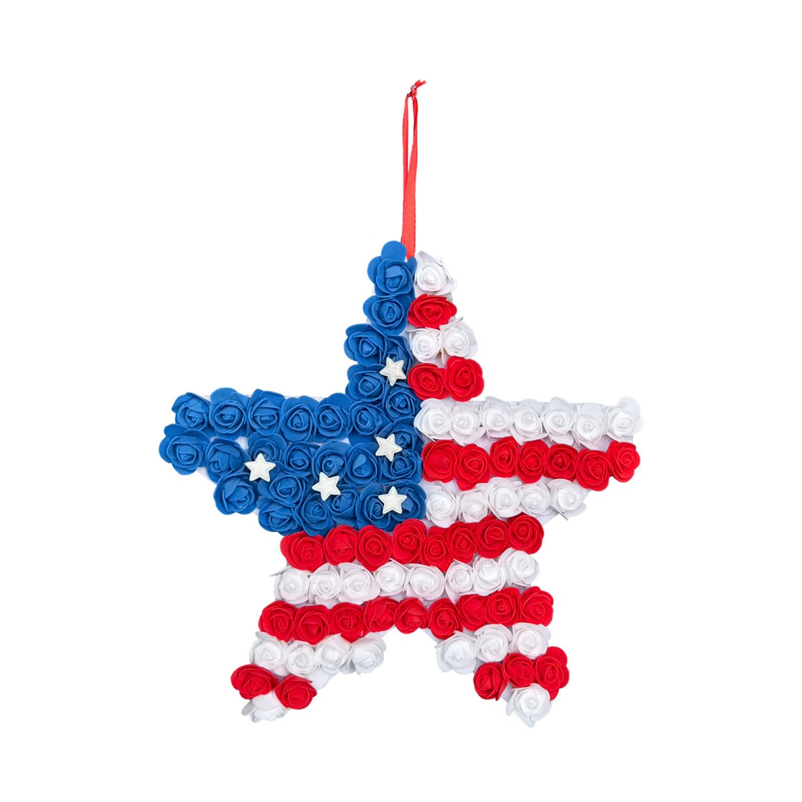Elnwnnkc PU Star Door Hangings Eye Catching Independence Day Theme Star Shaped Wreath for Festival Celebration Holiday Shaped Wreath