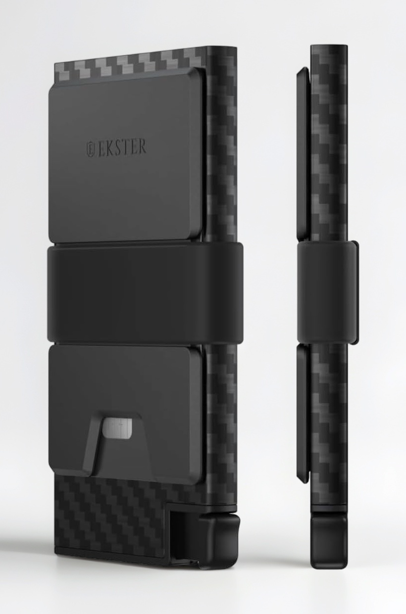 Ekster Aluminum Cardholder Wallet for Men | Metal Wallets with RFID Blocking Layer | Slim & Minimalist Aluminum Wallet with Push Button for Quick Card Access, Carbon Fiber, One Size, Cardholder