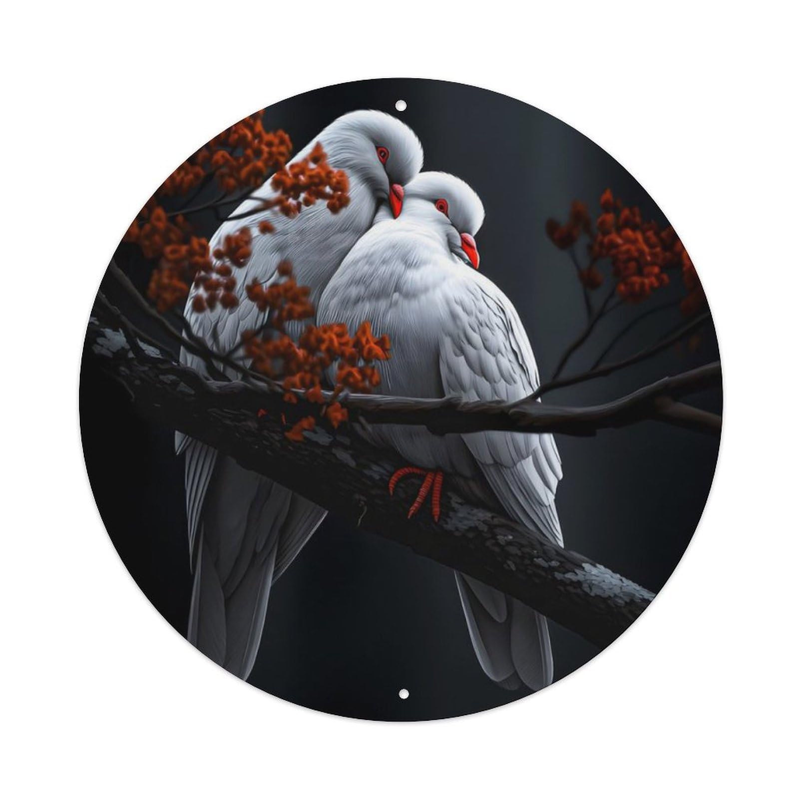 Animal White Doves Intimate Companionship Love Peace Romantic Vintage Metal Tin Sign Plaque Wall Decor for Cafe, Club Bar, Office, Garden Metal Poster 8x8Inch