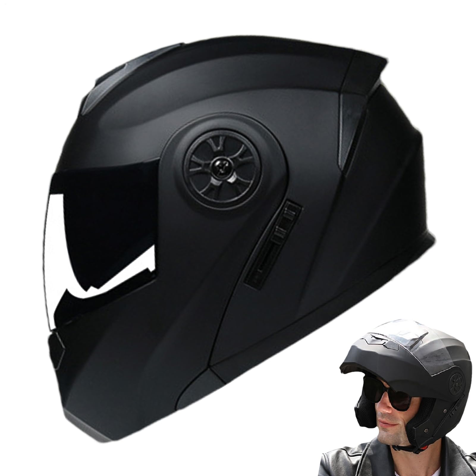 Full Face Motorcycle Helmets,Sun Shield Visor Helmets Adults Moto - Anti-Fog Motorcycle Full Face with Adjustable Strap for Outdoor Cycling