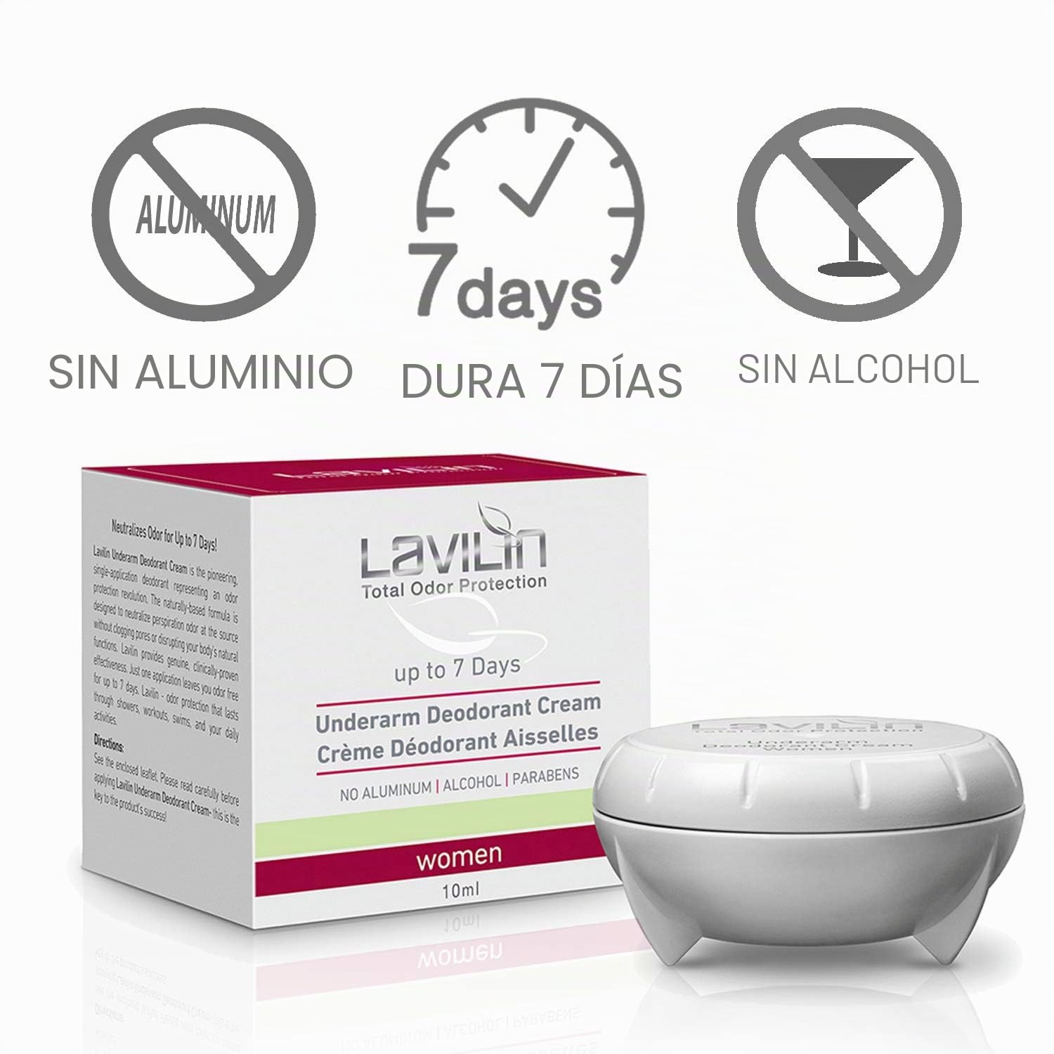 LAVILIN Crema desodorante para las axilas - 7 días - Libre de alcohol, parabeno y aluminio