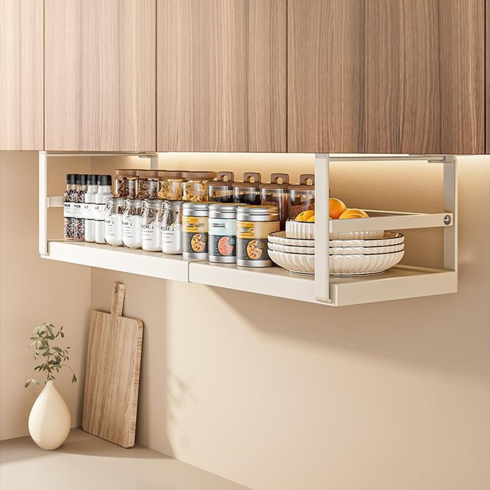 Cesta de almacenamiento para debajo del estante, cesta colgante expandible para armarios, maximizando el espacio de almacenamiento debajo del estante