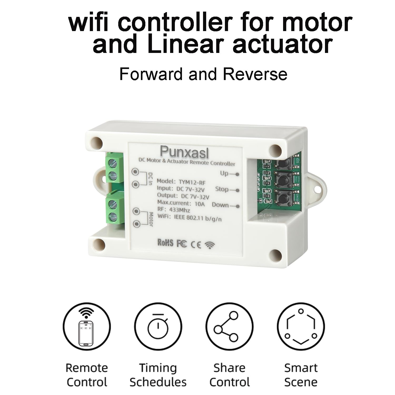 Contrôleur WiFi pour vérin linéaire électrique, interrupteur intelligent pour moteur DC, relais marche avant et arrière, application Smart Life, compatible avec Alexa et Google Home, DC12V 24V 32V
