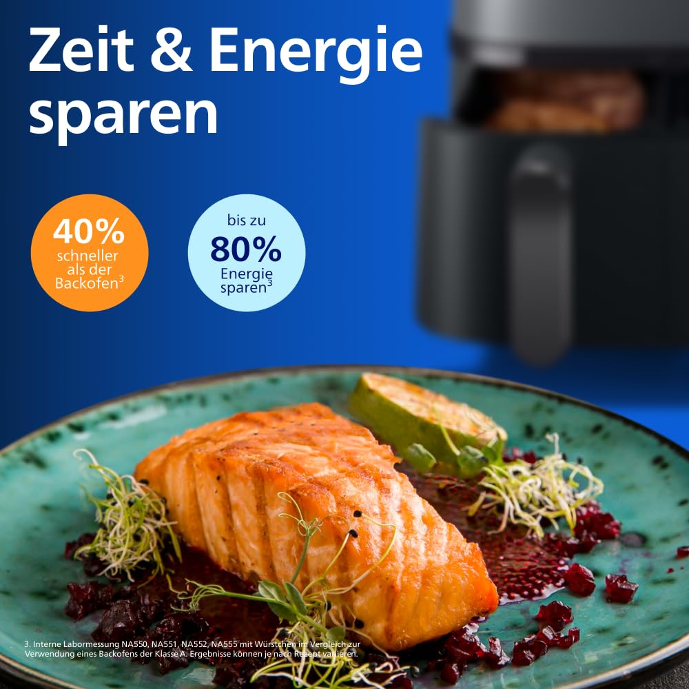 Philips Steam Airfryer 5000 Series Dual Basket Heißluftfritteuse 9L RapidAir Plus Dampfgar-Funktion NA550/00