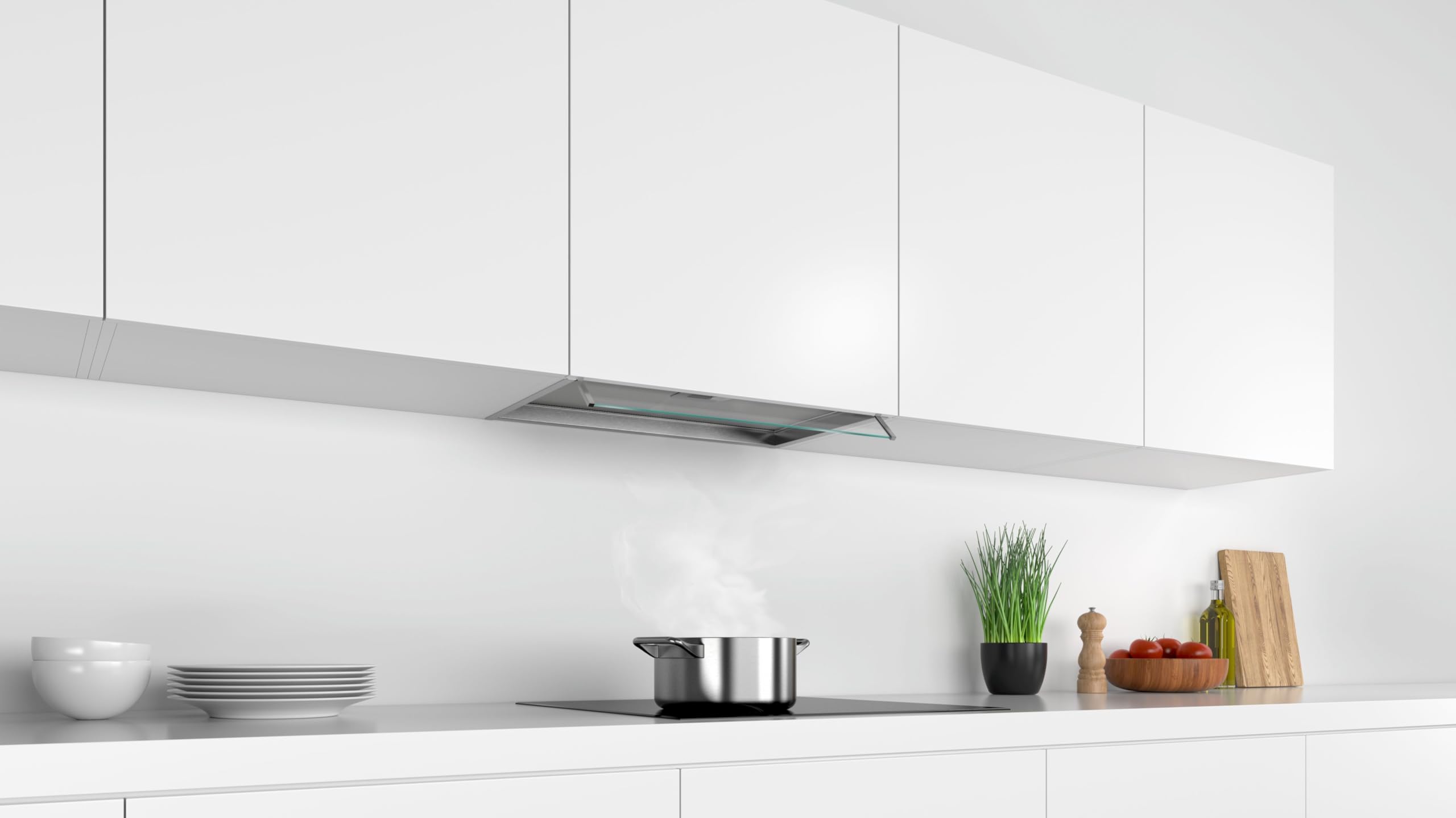Bosch DBB66AF50, Hotte intégré Série 4, 3 vitesses d'aspiration, 60cm, Inox