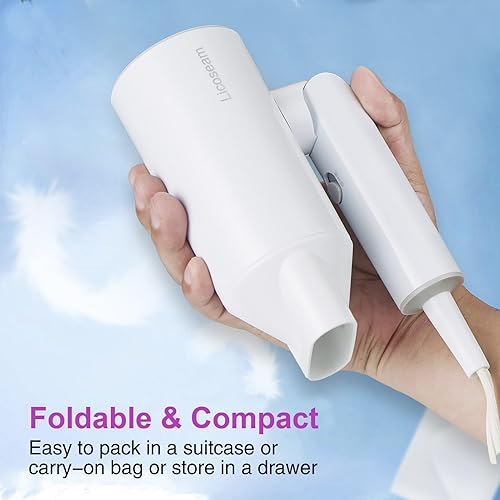 Miniatura 2 de Secador de pelo, 1600 W, pequeño secador de pelo plegable, secador de pelo de viaje de secado rápido, color blanco