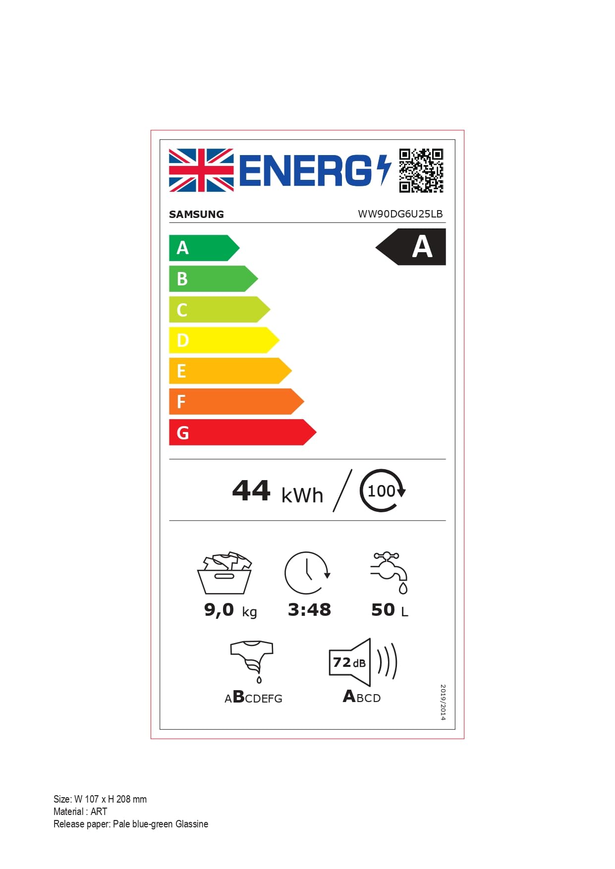 Samsung Series 6 AI Energy WW90DG6U25LBU1 9KG 1400rpm Smart, Washing Machine, Black