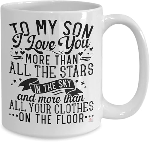 Miniatura 2 de ODDITEES Taza de café con texto en inglés To My Son I Love You More Than All The Stars In The Sky, color blanco