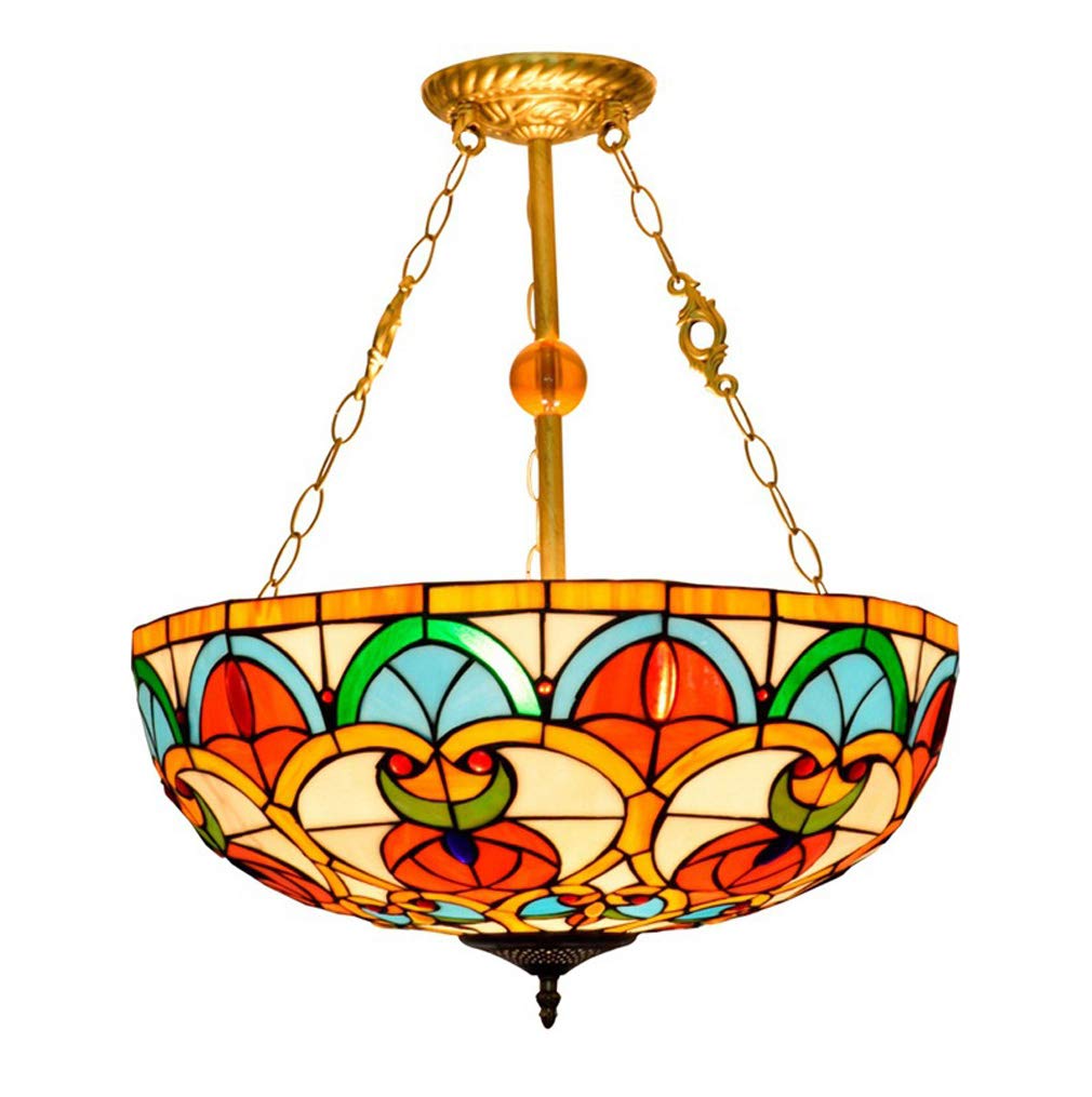 YNIYUJKL 50Cm Pendant Light, Tiffany-Style Stained Glass Peach Heart Bead Anti-Chandelier Lighting, Ceiling Hanging Lamp For Restaurants And Cafes