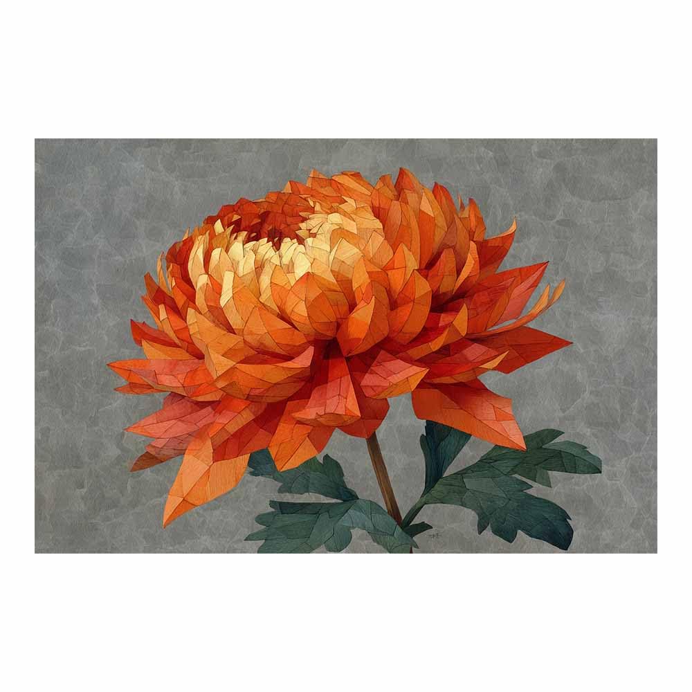 ZAMAEIU Nature Wall Art Patchwork-petalled blooms decorative home accessories, paintings wall art,For living room, bedroom, Apartment Corridor Office etc.(orange)-80x120cm Unframed