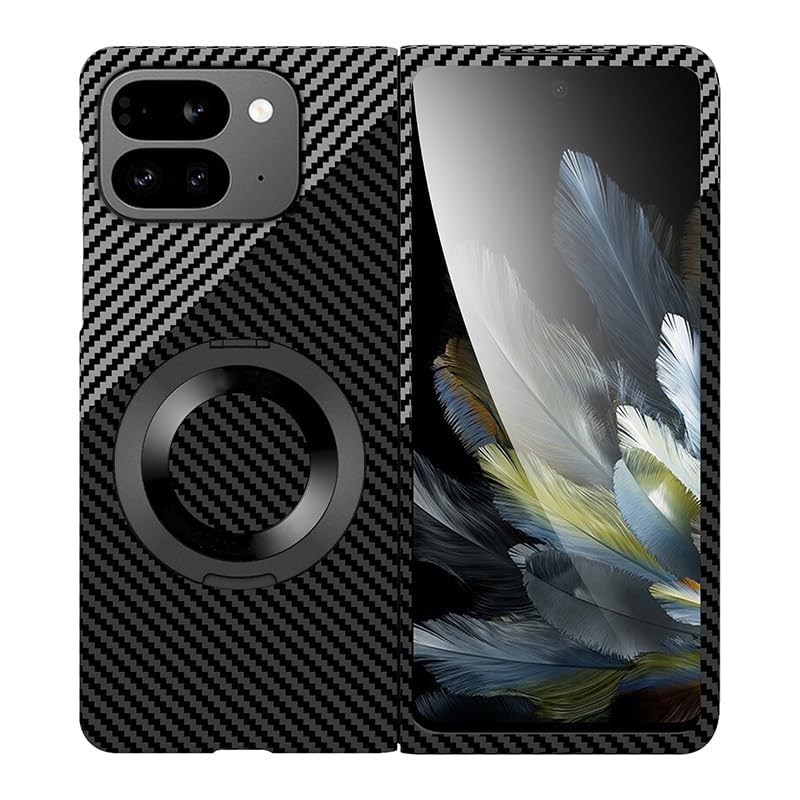 Coque Pixel 9 Pro Fold antichoc légère avec support arrière et fibre de carbone